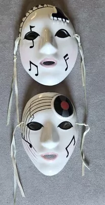 Vintage Ceramic Face Masks Music Notes Mardi Gras Wall Art Face Masks 7  • $29.99