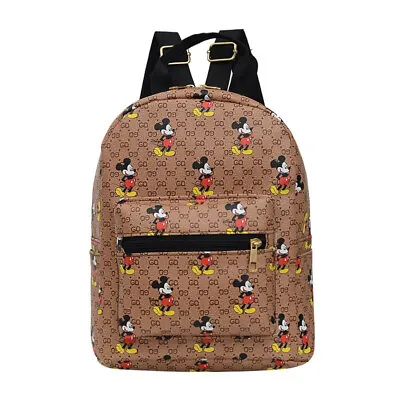 Adults Travel Brown Mini Backpack Cute Mickey Mouse Purse Women Ladies Bag Sling • $14.95