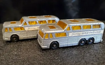 Vintage Lot Of 2 Matchbox Lesney 1967 Greyhound Bus Scenic Cruiser Coach #66 • $21.99