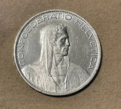 Switzerland - 1925-B Large Silver 5 Francs - Scarce Type • $180
