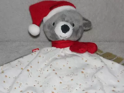 Mothercare Teddy Comforter Soft Toy White Blankie Grey Bear My First Christmas • £13.45