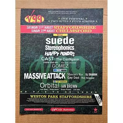 SUEDE/MASSIVE ATTACK/HAPPY MONDAYS V99 (B) POSTER SIZED Original Music Press Adv • £12