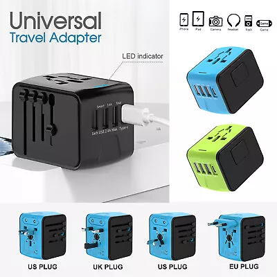 $25.55 • Buy International Universal Travel Adapter 3 USB &Type-C Outlet Converter Plug Power