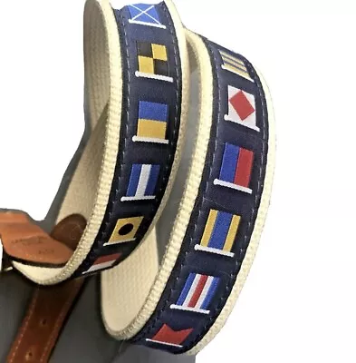 Zep Pro Nautical Flags Mens Belt 32 Solid Brass Buckle Navy Canvas Made In USA • $11.99