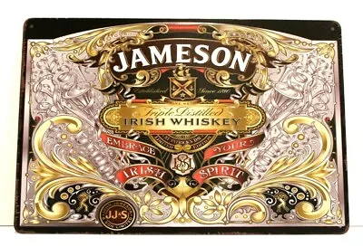 Jameson Irish Whiskey Tin Metal Poster Sign Whisky Bar Man Cave Vintage Ad XZ • $10.97