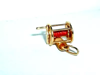 VINTAGE 14k YELLOW GOLD MOVEABLE FISHING REEL CHARM • $355