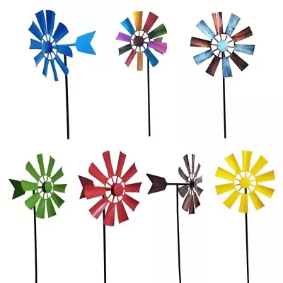 Wrought Iron Rotating Windmill Metal Wind Spinner Landscape Ornament • £14.22