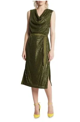$100 • Buy Sass & Bide Moss Green Sequin Stretch Dress With Waist Tie - Size 8 (also 10)