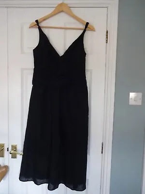 £11.99 • Buy Kew Size 12 Summer Dress Linen Black BNWT £62 Twisted Strap Style Cotton Lined