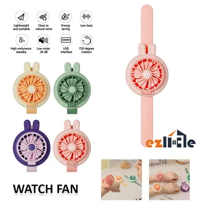 $17.39 • Buy Mini Fan Portable Wrist Fan USB Rechargeable Fan Cooling LED Light Watch Fan
