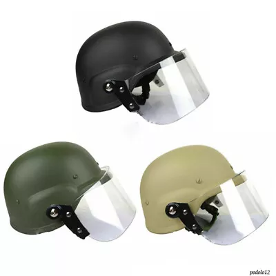 Tactical ABS Riot Helmet Cycling Helmet + Riot Mask Transparent  • $47.96