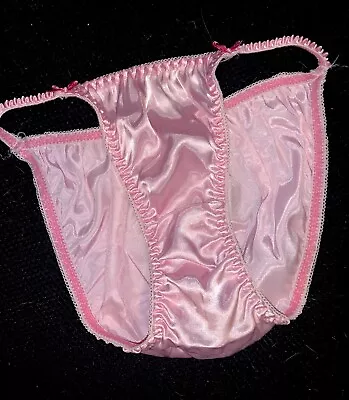 Vintage Van Mar Pink Satin String Bikini 1980s Sz 5 S Band Stretches 22-36” • $39.99