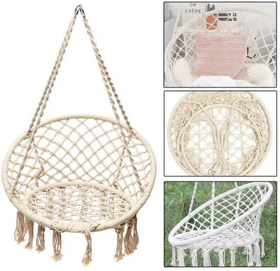 £22.99 • Buy Hammock Rope Hanging Swing Chair Soft Seat Indoor Outdoor Garden Beige