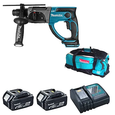 MAKITA DHR202 HAMMER DRILL 2 BL1840 BATTERIES DC18RC 240v CHARGER DK18027 BAG • £548.88