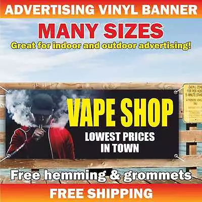 VAPE E-CIG SHOP Advertising Banner Vinyl Mesh Sign Smoke Store Vapors Oil Cbd • $29.95