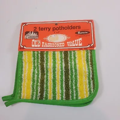 Vintage Revere Mills Terry Cloth Potholders Kitchen Made In USA Cotton • $10.39