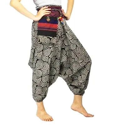 Women's Harem Pants Spiral Pattern Prints Hmong Bohemian Boho Festival Aladdin • $21.95