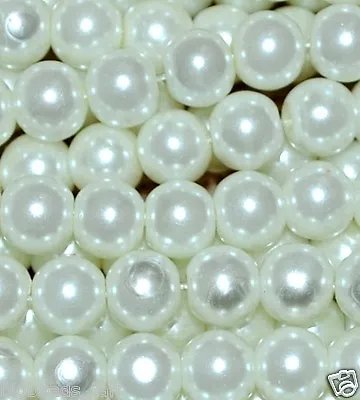 £2.19 • Buy 100pcs Round Glass Pearl Beads 8 Mm For Jewel Making