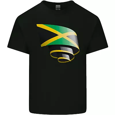 Curled Jamaican Flag Jamaica Day Football Mens Cotton T-Shirt Tee Top • £7.99