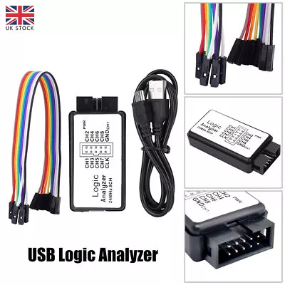 24MHz 8 Channel USB Logic Analyzer 8 CH Logic Analyzer Tool For MCU ARM FPGA UK • £9.99