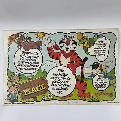 VTG 1981 Tony The Tiger Toucan Sam Dig’Em Kellogg’s Cereals USA Map Table Mat 1 • $9.89