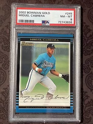 2002 Miguel Cabrera Bowman Gold #245 PSA 8 Graded Rookie • $49.99