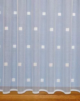 Squares Modern Net Curtains ~ Width Sold By The Metre~ Lace Voile Curtain Fabric • £3.40