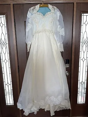 Vintage Multi Generation Wedding Dress Union Made Home Made Alterations READ • $100