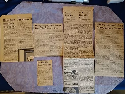 Late 1940's Early 1950's Newspaper Clippings Of UFO Related Flying Saucers. • $21000