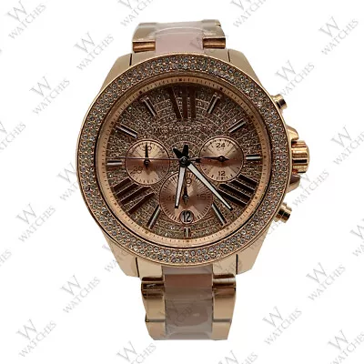 New Michael Kors MK6096 Wren Rose Gold Blush Chrono Womens Glitz Stainless Watch • $105.80