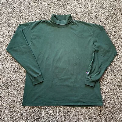 Vintage Champion T-shirt Size XL Moss Green Long Sleeve Turtle Neck 90's • $14.99