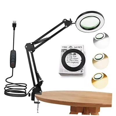 64 LED USB 10X Magnifying Desk Lamp With Clamp Desk Hands-Free Lighted  • $35.34
