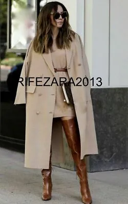 Zara Loose Fitting Buttoned Coat Double-breasted Light Camel Xs-l Ref.7522/244 • $188.41