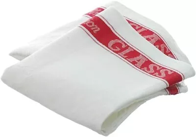 Linen Glass Cloth Kitchen Towel White & Red 50cm X 75cm • £6.99