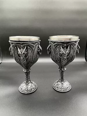 Wine Goblet Dragon Chalice Medieval Stainless Steel Cup Resin Celtic Home Pair • $51.39