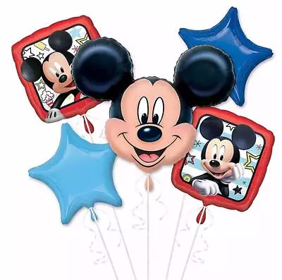 Mickey Mouse Foil Balloon Bouquet 5pc ~ Boys Birthday Party Supplies Decorations • £18.48