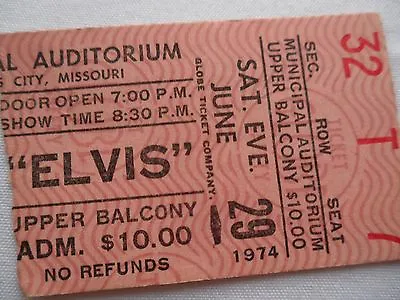 ELVIS PRESLEY Original__1974__CONCERT TICKET STUB___Kansas City__EX+ • $144.99