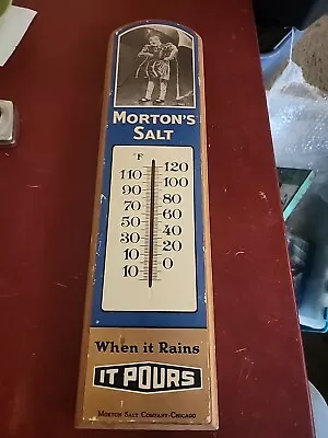 Morton's Salt Advertising Thermometer Wooden • $50