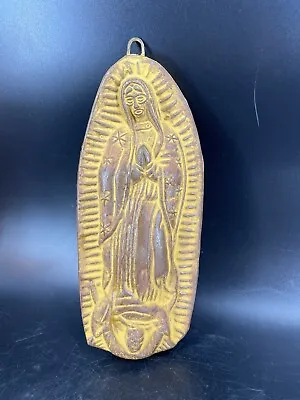 Virgin Mary Of Guadalupe Hecho Mexican Pottery Clay Folk Art Wall Hanging • $35.24
