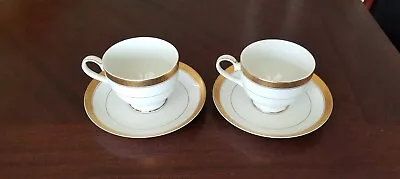 Set Of 2 ~ Mikasa Palatial Gold Footed Cup & Saucer Sets • $7.99