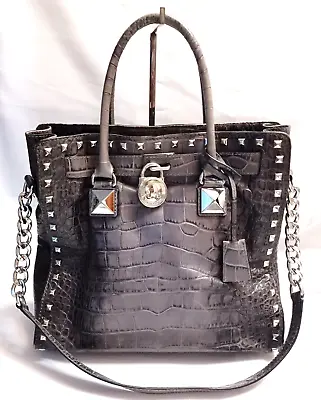 MICHAEL KORS XL Ombre Croc Hamilton NS Tote Studded Leather Medallion Lock & Key • $39.60