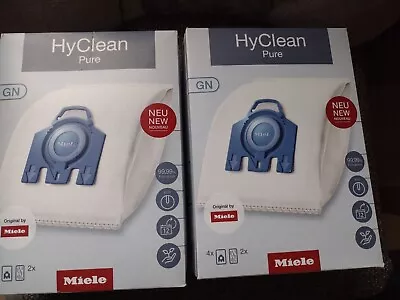 Miele HyClean Pure GN Vacuum Cleaner Dust Bags.2 Boxes X 4 Bags 2 Filters White • £13