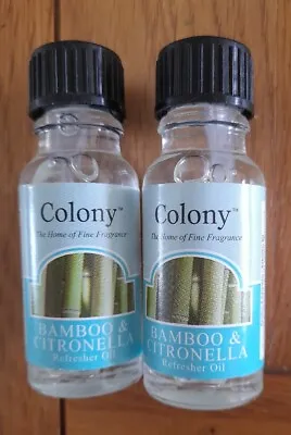 2 X COLONY REFRESHER OILS Bamboo & Citronella Fragrance 15ML BOTTLES • £2.99