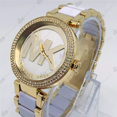 Michael Kors MK6313 Parker Two-Tone Stainless MK Logo Women's Watch 39mm • $107.30