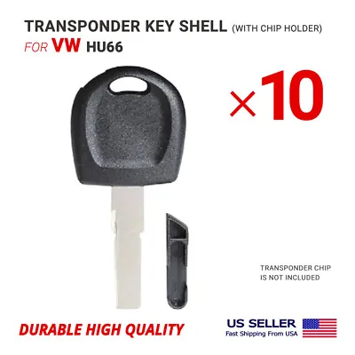 10X Transponder Key Shell Case For VW With Blade HU66 With Chip Holder • $20.95