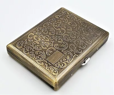 Metal Cigarette Case Double Sided King & 100s Bronze Color Arabesque Large • $14.99