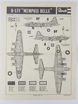 Revell  1979 B-17f Memphis Belle Model Kit Assembly Instructions Ref H-201-3800b • $11.50