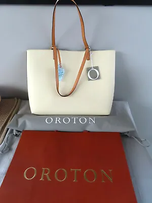 $209 • Buy Oroton Estate Off White Tote Shoulder Bag As NEW W/ Dust Bag Shopping Bag Charm