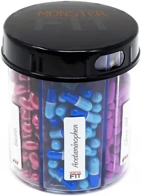 Monster Junior Supplement Pill Dispenser Includes Compartment Labels • $9.25