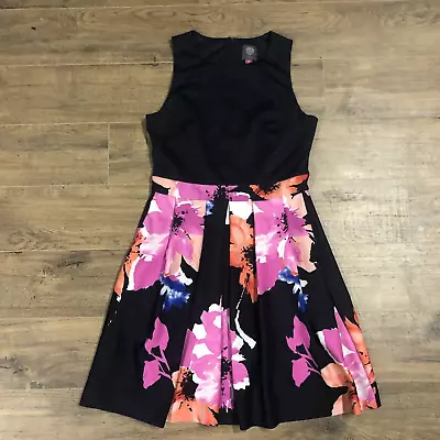 Vince Camuto Dress Sz 10 Fit And Flare Floral Summer Dress Pleated Sleeveless • $27.99